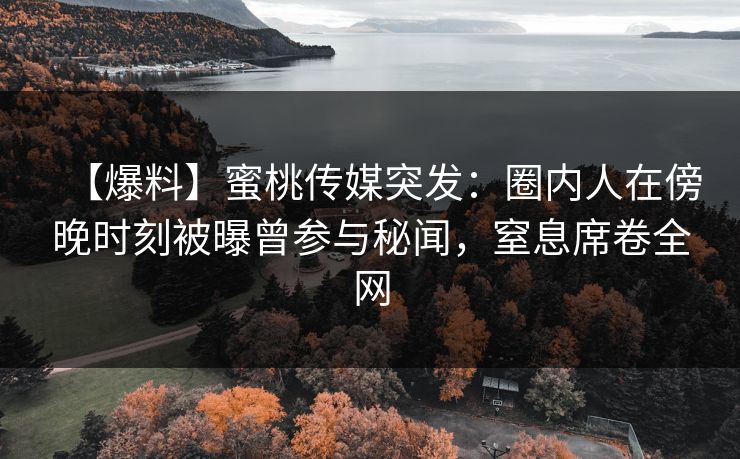 【爆料】蜜桃传媒突发：圈内人在傍晚时刻被曝曾参与秘闻，窒息席卷全网