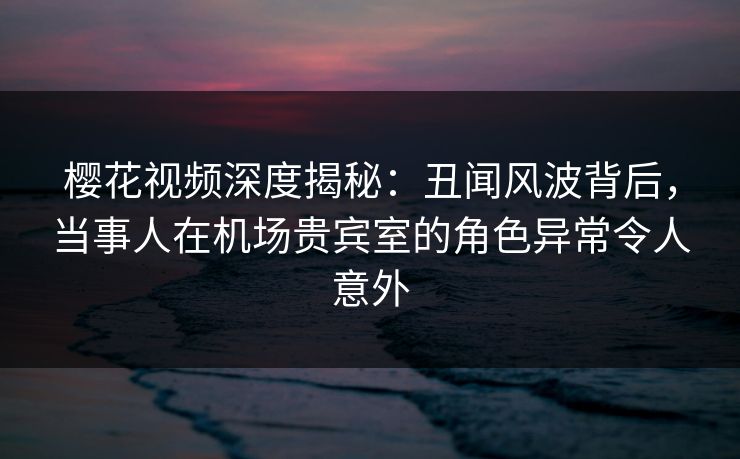 樱花视频深度揭秘：丑闻风波背后，当事人在机场贵宾室的角色异常令人意外