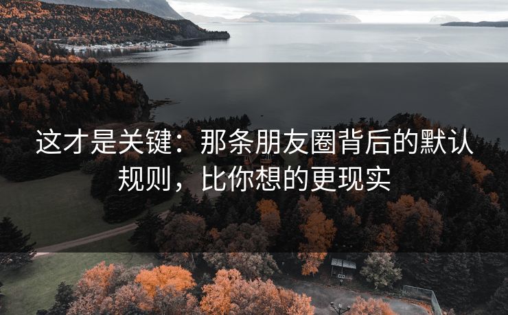 这才是关键:那条朋友圈背后的默认规则,比你想的更现实 这才是关键:那条朋友圈背后的默认规则,比你想的更现实