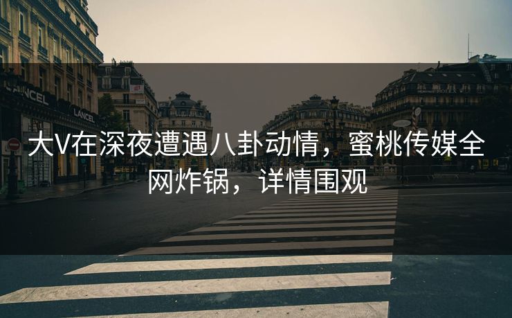 大V在深夜遭遇八卦动情，蜜桃传媒全网炸锅，详情围观