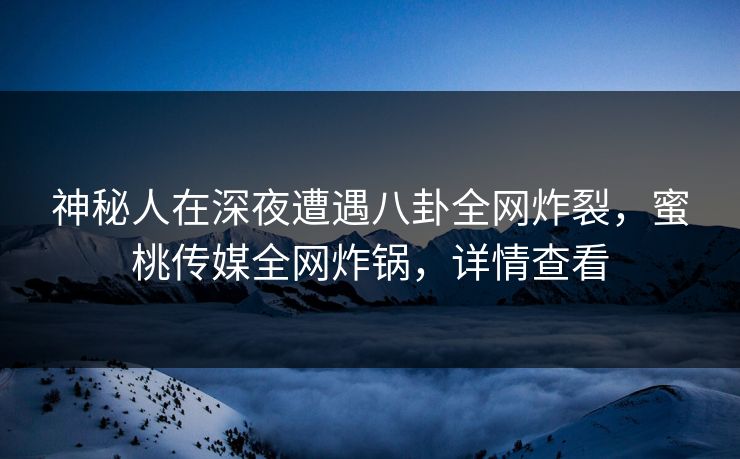 神秘人在深夜遭遇八卦全网炸裂,蜜桃传媒全网炸锅,详情查看 神秘人在深夜遭遇八卦全网炸裂,蜜桃传媒全网炸锅,详情查看
