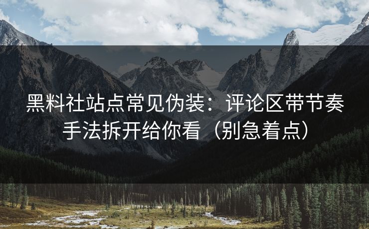黑料社站点常见伪装：评论区带节奏手法拆开给你看（别急着点）