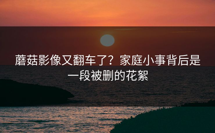 蘑菇影像又翻车了？家庭小事背后是一段被删的花絮